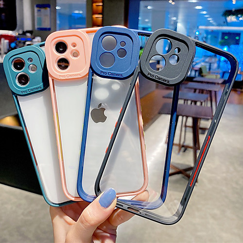 

Phone Case For Apple Back Cover iPhone 12 Pro Max 11 SE 2020 X XR XS Max 8 7 Shockproof Dustproof Transparent Solid Colored TPU