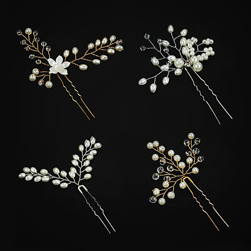 

european style bridal jewelry handmade pearl rhinestone flower leaf fork u-shaped hairpin crystal pin factory direct sales