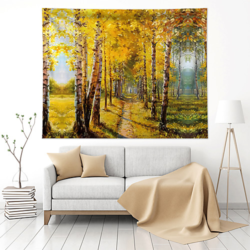 

Oil Painting Style Wall Tapestry Art Decor Blanket Curtain Hanging Home Bedroom Living Room Decoration Polyester Forest Landscape