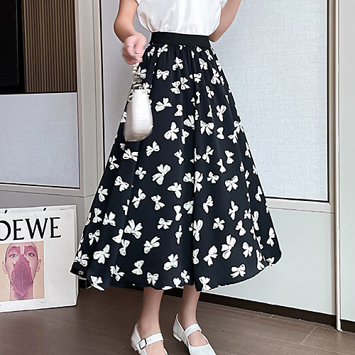 

Women's Date Weekend Basic Streetwear Calf-Length Skirts Graphic Tulle Print White Black