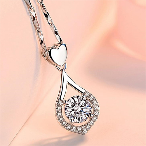 

White Synthetic Diamond Pendant Necklace Chain Necklace Rolo Letter Punk Trendy Casual / Sporty Fashion Copper Silver Plated Silver 405 cm Necklace Jewelry 1pc For Anniversary Sport Street Birthday