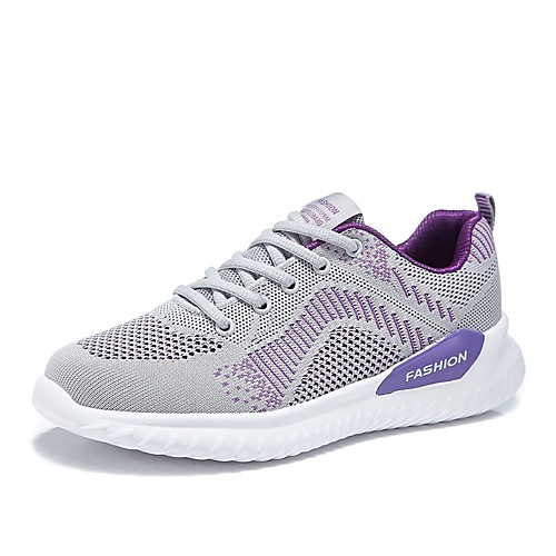 

Women's Trainers Athletic Shoes Flat Heel Round Toe Booties Ankle Boots Daily Work Tissage Volant Solid Colored Purple Pink Gray