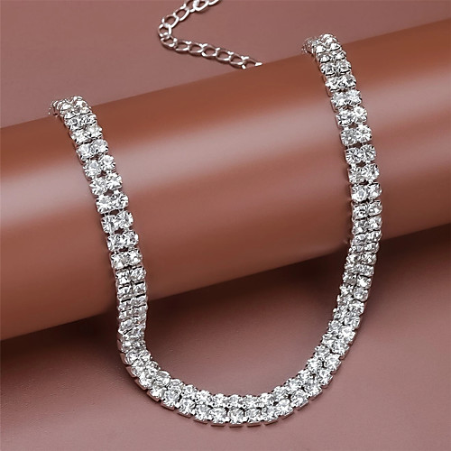 

Tennis Chain Necklace Pave Simple Fashion Modern Trendy Alloy Silver 40 cm Necklace Jewelry 1pc For Anniversary Party Evening Formal Birthday Party Festival