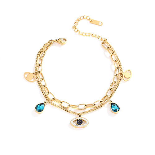 

CUSTZ Devil's eye Titanium Bracelet Multi-layer Chain Bracelet for Women and Girls (js000060)