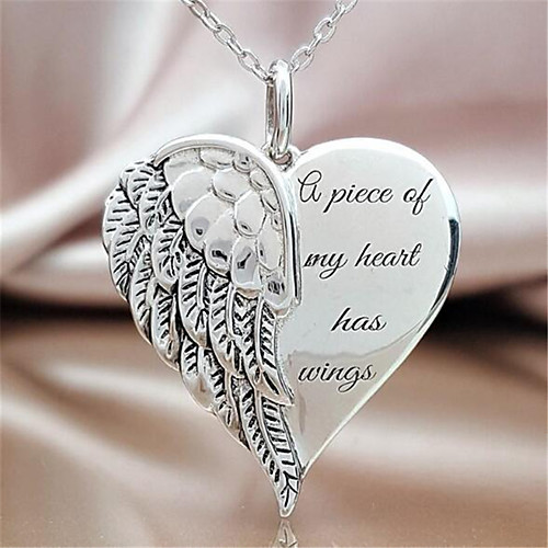 

Women's Pendant Necklace Charm Necklace Classic Heart Precious Angel Wings Fashion Initial Copper Silver Plated Silver 45 cm Necklace Jewelry 1pc For Christmas Halloween Party Evening Street Gift