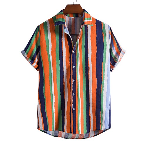 

Men's Shirt Striped Short Sleeve Casual Tops Fashion