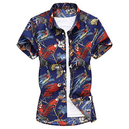

Men's Shirt Graphic Short Sleeve Casual Tops Casual Navy Blue