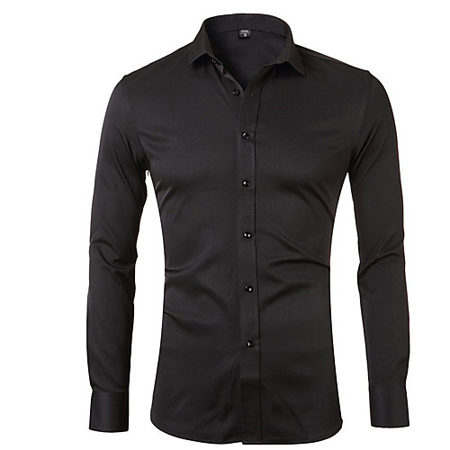 

Men's Shirt Solid Color Button-Down Long Sleeve Street Tops Business Casual Comfortable Purple Gray White