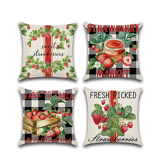 

Fresh Market Double Side Cushion Cover 1PC Soft Decorative Square Throw Pillow Cover Cushion Case Pillowcase for Bedroom Livingroom Superior Quality Machine Washable Outdoor Cushion for Sofa Couch Bed Chair Strawberry
