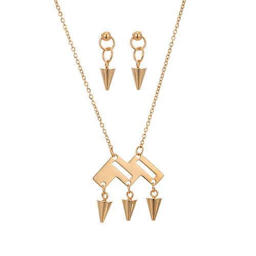 

lureme Dainty Shell Pendant Necklace and Earrings Set Stainless Steel Gun Bullets Jewelry