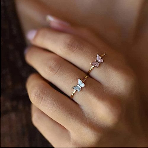 

Butterfly Ring Retro Blushing Pink Alloy Butterfly Stylish Simple Vintage 1pc Adjustable