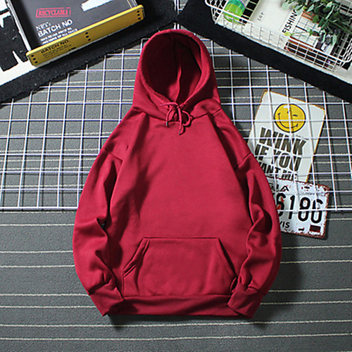 

Women's Plus Size Tops Hoodie Solid Color Pocket Long Sleeve Hooded Basic Casual Fall Spring Wine Red Shrimp Pink Blue Big Size L XL XXL XXXL