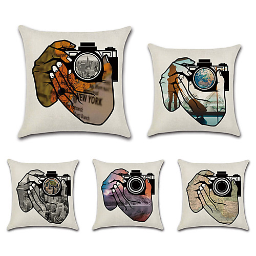 

City Photo Double Side Cushion Cover 5PC Soft Decorative Square Throw Pillow Cover Cushion Case Pillowcase for Bedroom Livingroom Superior Quality Machine Washable Outdoor Cushion for Sofa Couch Bed Chair