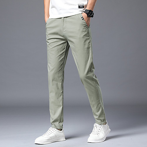 

Men's Casual / Sporty Chino Outdoor Sports Casual Daily Pants Chinos Pants Solid Colored Full Length Pocket Light gray Black Light Green