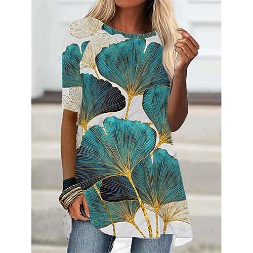 

Women's T Shirt Dress Tee Dress Short Mini Dress Blue Blushing Pink Half Sleeve Floral Butterfly Animal Print Fall Summer Round Neck Casual 2021 S M L XL XXL 3XL