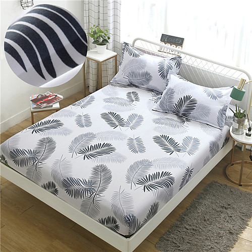 

Leaf Feather 1PC Soft Printed Fitted Sheet With Elastic Band Bed Sheet Cover (No Pillowcases)Full Queen King Size Dropshipping