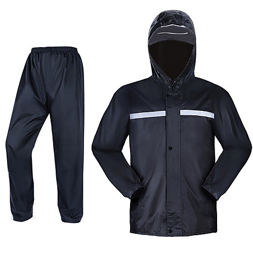 

Men's Rain Suit Rain Jacket Pants Hoodie Jacket Outdoor Reflective Waterproof Windproof Breathable Stain Resistant Clothing Suit Fishing Camping & Hiking Work Black single layer Oxford cloth-single
