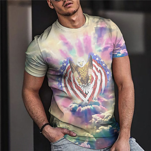 

Men's Unisex Tee T shirt Shirt 3D Print Graphic Prints Eagle Print Short Sleeve Daily Tops Casual Designer Big and Tall Purple