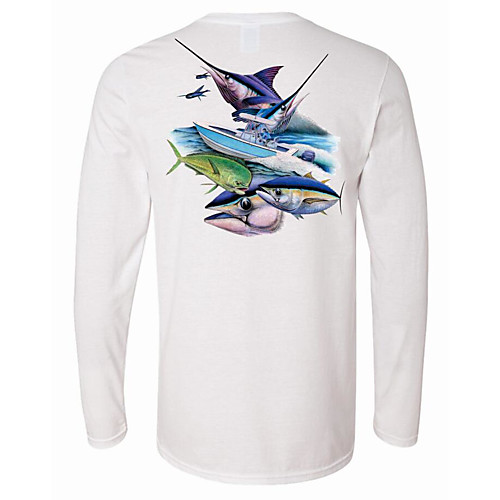 

CAWANFLY Men's Fishing Shirt Outdoor Long Sleeve UPF50 UV Protection Quick Dry Lightweight Breathable Top Autumn / Fall Spring Summer Athleisure Fishing Camping & Hiking White / Micro-elastic