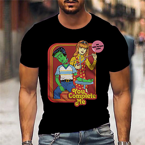 

Men's Unisex Tee T shirt Shirt Hot Stamping Cartoon Graphic Prints Print Short Sleeve Daily Tops Casual Designer Big and Tall Black / Summer