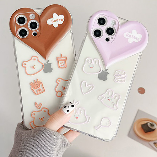 

Phone Case For Apple Back Cover iPhone 12 Pro Max 11 SE 2020 X XR XS Max 8 7 Shockproof Dustproof Cartoon Heart Geometric Pattern TPU