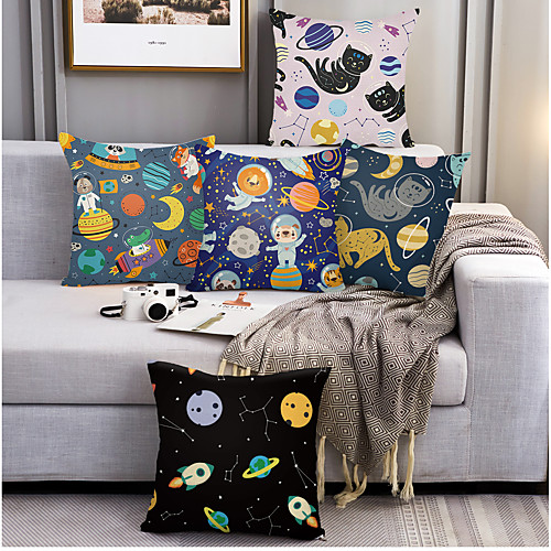 

Astronaut Double Side Cushion Cover 5PC Soft Decorative Square Throw Pillow Cover Cushion Case Pillowcase for Bedroom Livingroom Superior Quality Machine Washable Outdoor Cushion for Sofa Couch Bed Chair