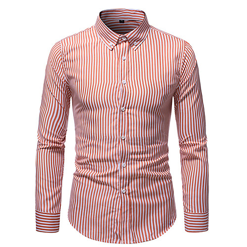 

Men's Shirt Other Prints Striped Long Sleeve Work Tops Business Lightweight Blue Yellow Green