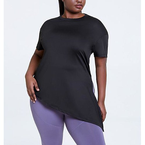Women's Plus Size Tops T shirt Solid Color Short Sleeve Round Neck Black Big Size 0XL(L) 1XL(XL) 2XL 3XL 4XL