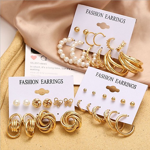 

Earrings Set Vintage Style Moon Sweet Heart Star Stylish Elegant European Sweet Imitation Pearl Earrings Jewelry Gold For Party Evening Street Date Birthday Beach
