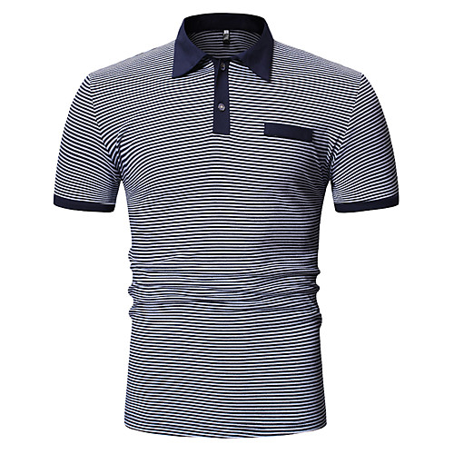 

Men's Golf Shirt T shirt non-printing Striped Short Sleeve Daily Tops Comfortable Gray Navy Blue