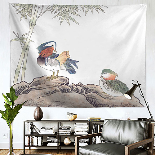 

Chinese Ink Painting Style Wall Tapestry Art Decor Blanket Curtain Hanging Home Bedroom Living Room Decoration Polyester