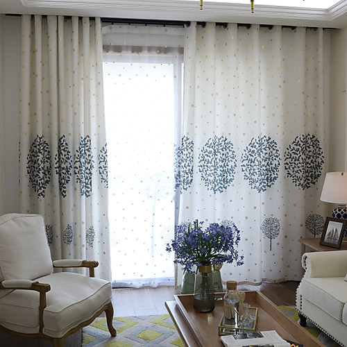 

Two Panel Pastoral Style Big Tree Printing Hot Silver Linen Cotton Curtains Living Room Bedroom Dining Room Children's Room Curtains