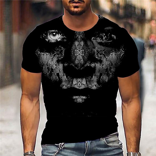 

Men's Unisex Tee T shirt Shirt 3D Print Graphic Prints Eye Print Short Sleeve Daily Tops Casual Designer Big and Tall Black