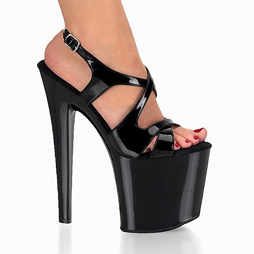 

Women's Sandals High Heel Open Toe PU Buckle Solid Colored White Black / Knee High Boots