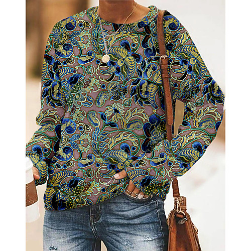 

Women's Sweatshirt Pullover Floral Graphic Print Daily Sports 3D Print Active Streetwear Hoodies Sweatshirts Green