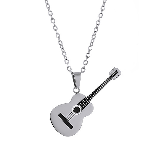 

lureme Fashion Guitar Pendant Necklace Stainless Steel Tennis Racket Necklace