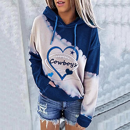 

Women's Hoodie Sweatshirt Heart Color Block Text Front Pocket Print Daily Sports Hot Stamping Sportswear Streetwear Hoodies Sweatshirts Blue Yellow Orange