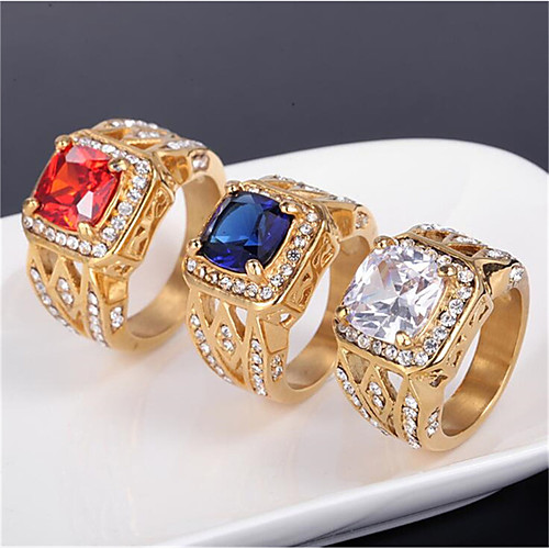 

Men Ring Synthetic Sapphire Geometrical Blue White Red Titanium Steel Fashion 1pc 9 10 11 12 / Men's