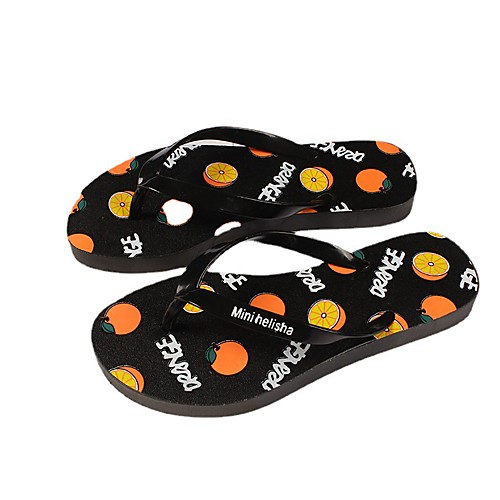 

Women's Slippers & Flip-Flops Flat Heel Open Toe Daily Home PVC Anime Solid Colored Yellow Pink Green