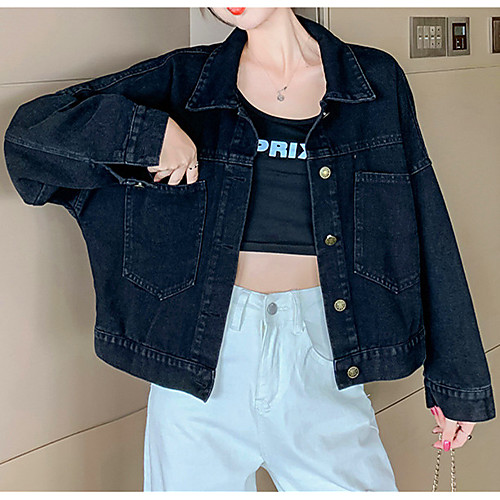 

Women's Coat Causal Spring Summer Short Coat Loose Warm Casual Jacket Butterfly Modern Style Blue Black