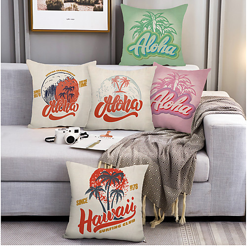 

Summer Double Side Cushion Cover 5PC Soft Decorative Square Throw Pillow Cover Cushion Case Pillowcase for Bedroom Livingroom Superior Quality Machine Washable Outdoor Cushion for Sofa Couch Bed Chair