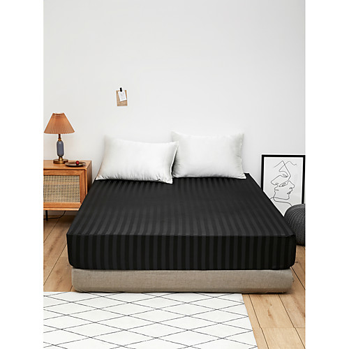 

Simulation silk satin striped fitted sheet mattress cover protective cover 1 piece