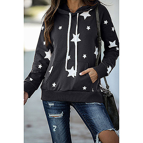 

Women's Hoodie Sweatshirt Stars Print Daily Sports Other Prints Sportswear Streetwear Hoodies Sweatshirts Purple Black Brown