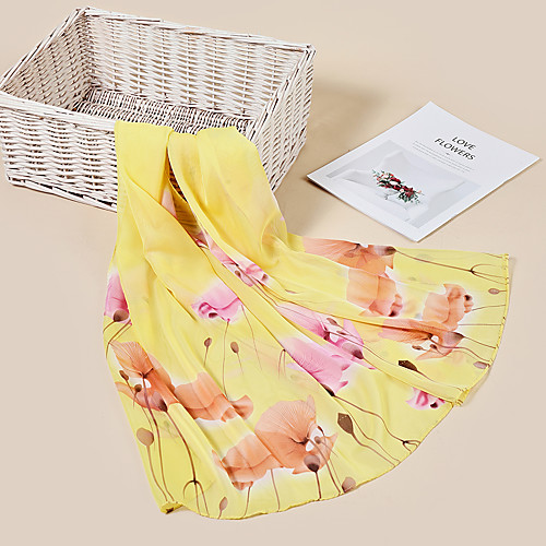 

Women's Chiffon Scarf Traveling Multi-color Scarf Floral / Fall
