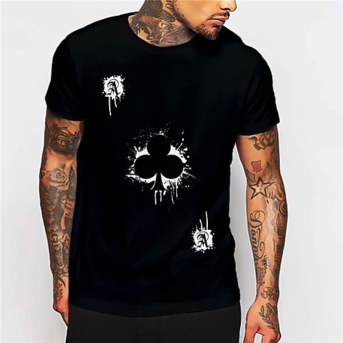 

Men's Unisex Tee T shirt Shirt Hot Stamping Graphic Prints Poker Print Short Sleeve Daily Tops Casual Designer Big and Tall Black / Summer