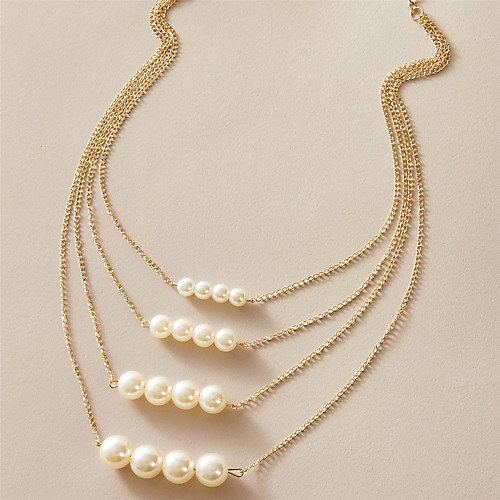 

Women's Necklace Classic Simple Elegant Romantic Sweet Imitation Pearl Alloy Gold 35-40 cm Necklace Jewelry 1pc For Engagement Birthday Party Beach Festival