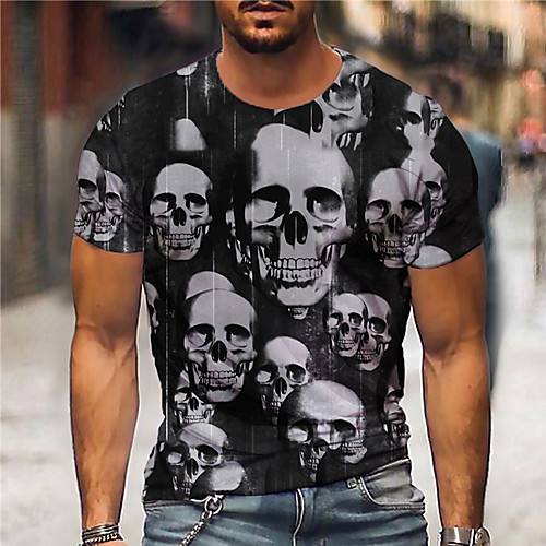 

Men's Unisex Tee T shirt Shirt 3D Print Graphic Prints Skull Print Short Sleeve Daily Tops Casual Designer Big and Tall Black