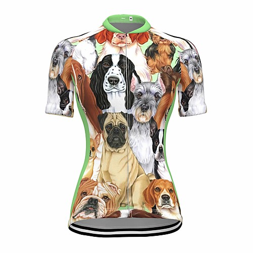 

21Grams Women's Short Sleeve Cycling Jersey Summer Spandex Yellow Dog 3D Animal Bike Top Mountain Bike MTB Road Bike Cycling Quick Dry Moisture Wicking Sports Clothing Apparel / Stretchy / Athleisure