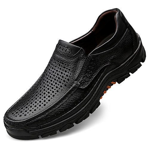 

Men's Loafers & Slip-Ons Leather Shoes Comfort Shoes Casual Daily Nappa Leather Handmade Non-slipping Wear Proof Black Brown Spring Summer