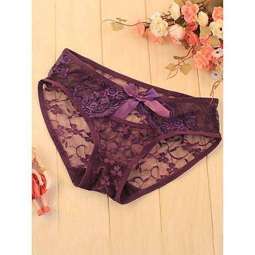 

Women's Lace Sexy Brief Micro-elastic Low Waist 1 PC Purple One-Size